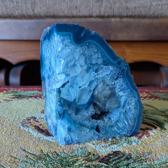 Large Blue Geode Bookend - Picture 2 of 4